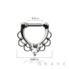 CZ HEART LACEY SEPTUM HINGED CLICKER
